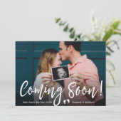 近日公開！写真付き妊娠発表カード 招待状 (スタンド正面)