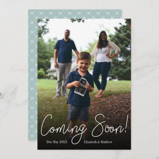 近日公開！写真妊娠発表カード 招待状 (正面/裏面)