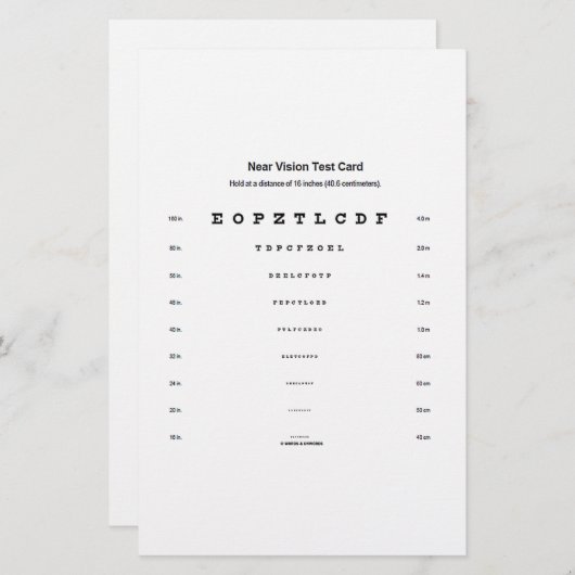 近視検査カード視力検査 便箋 (正面/裏面)