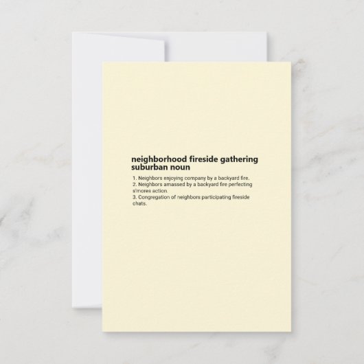 近隣のファイアサイド収集デジタルダウンロード 招待状 (裏面)