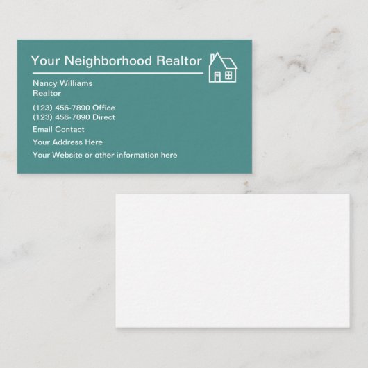 近隣の不動産仲介業者のテーマ 名刺 (正面/裏面)