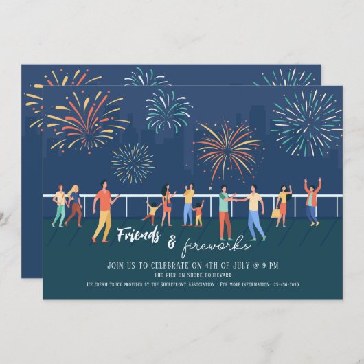 近隣の花火大会招待状 招待状 (正面/裏面)