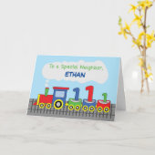 近隣の1日の誕生日カラフル列車の軌道 カード (黄色い花)