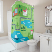 近隣イラストレーションロードマップイラストレーション シャワーカーテン (インサイチュ)