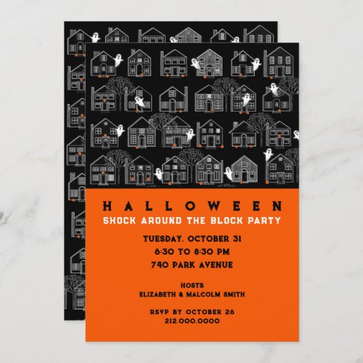 近隣ハロウィンパーティーのご案内 招待状 (正面/裏面)