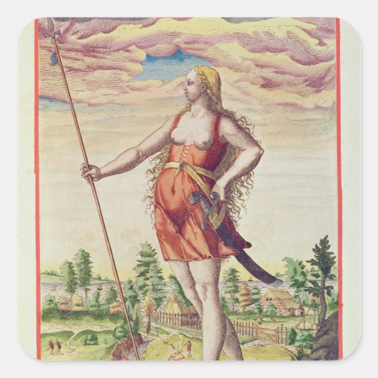 . .近隣部族から周辺地域に住む若い女性 スクエアシール (正面)