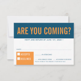 返信お願い 楽しい 太字 ブロック 濃い青 オレンジ 出欠カード