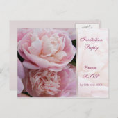 返信はがき（RSVP） ピンクの芍薬。 インビテーションポストカード (正面/裏面)