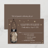 返信カードの遊び心 キラキラと輝くホタルの光 出欠カード (正面/裏面)