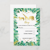 返信カード　ジャングルの動物　植物園 招待状 (正面/裏面)