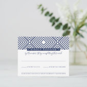 返信カード　モダン　ジオ　シンプル　ネイビーブルー 出欠カード (スタンド正面)