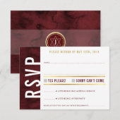 返信カード 赤 マロン ゴールド モダン 太字 シンプル おしゃれ (正面/裏面)