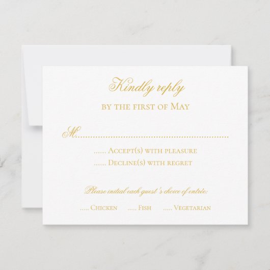 返信カーフォーマルド金ゴールド 招待状 (正面)