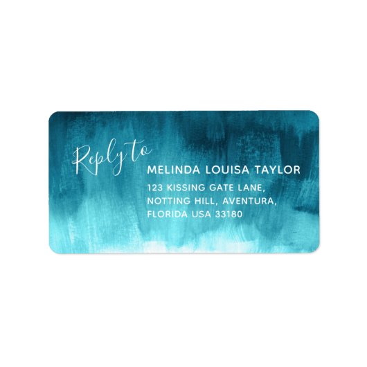返信ティール（緑がかった色）抽象芸術結婚アートの住所 シール (正面)