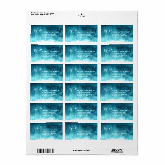 返信ティール（緑がかった色）抽象芸術結婚アートの住所 シール (フルシート)