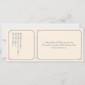 返信ハガキ付き ネイビーとピンクのチケットスタイル結婚式招待状 招待状 (裏面)