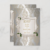 返信 婚礼 おしゃれ セピア シルバー 白 バラ (正面/裏面)