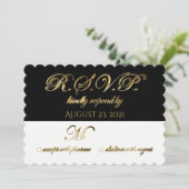 返信 結婚式 出席 黒 白 ゴールド 招待状 (スタンド正面)