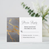 返信、RSVPトレンディーグレーと金ゴールドマーブル (スタンド正面)