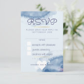 返信rsvpに返信する青い水の色結婚の 出欠カード (スタンド正面)