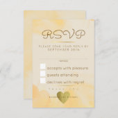 返信rsvpに返信する黄色の水色結婚の 出欠カード (正面/裏面)