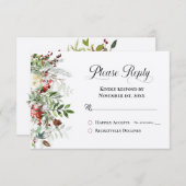 返信RSVPクリスマスグリーンズホリデー (正面/裏面)