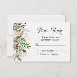 返信RSVPクリスマスグリーンズホリデー