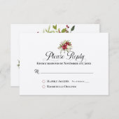 返信RSVPクリスマスブーケホリデー (正面/裏面)