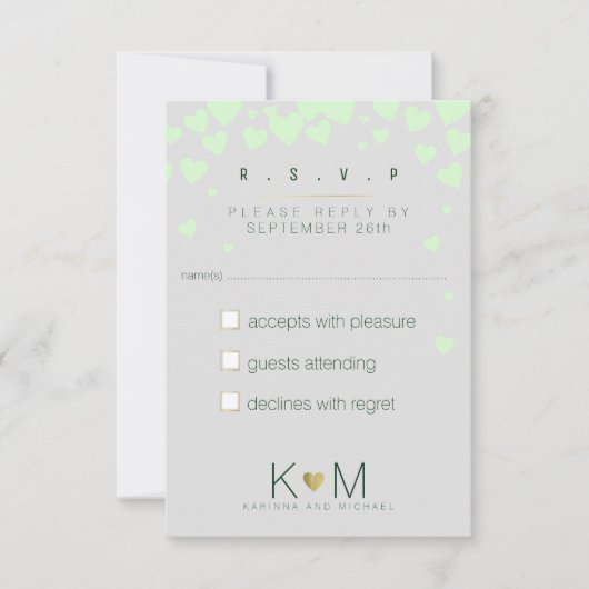 返信rsvpロマンチックな愛結婚s 出欠カード (正面)