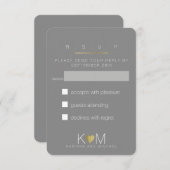 返信rsvp灰色の結婚式エレガントパーティーに返信 出欠カード (正面/裏面)