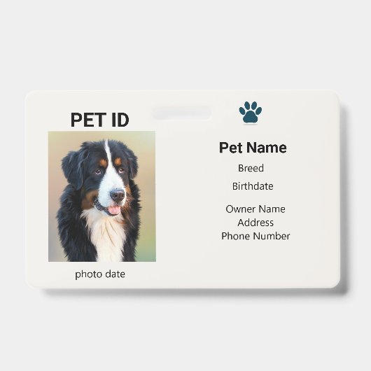 迷い犬 | ペットの識別タグ情報 バッジ (正面)