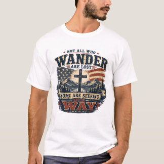 迷える者全てが失われているわけではない クリスチャン・クロス Tシャツ