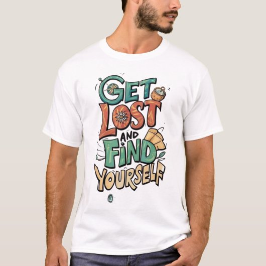 迷って自分を見つける - ヴィンテージ冒険タイプ Tシャツ (正面)