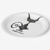 迷信の黒猫のハローウィンパーティ ペーパープレート (アングル)