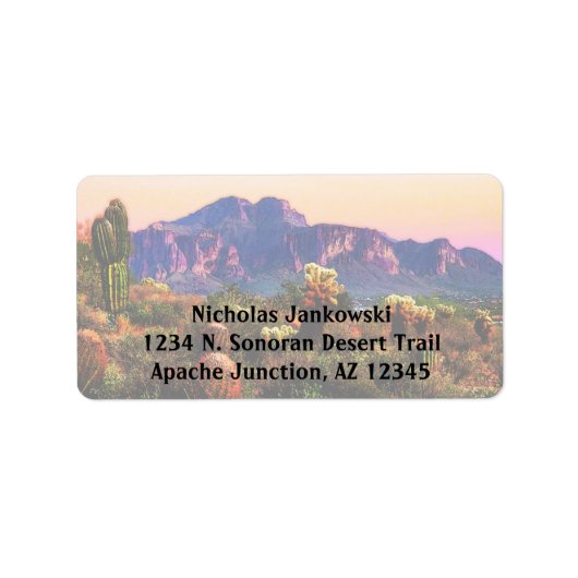 迷信マウンテンアリゾナ砂漠の風景 ラベル (正面)