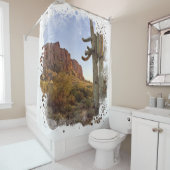 迷信マウンテン夕べライトサグアロカクタス シャワーカーテン (インサイチュ)
