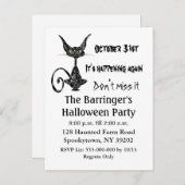 迷信的な黒猫はがき招待状 インビテーションポストカード (正面/裏面)