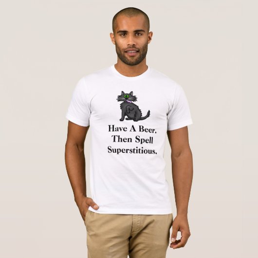 迷信的な黒猫Tシャツ Tシャツ (正面フル)