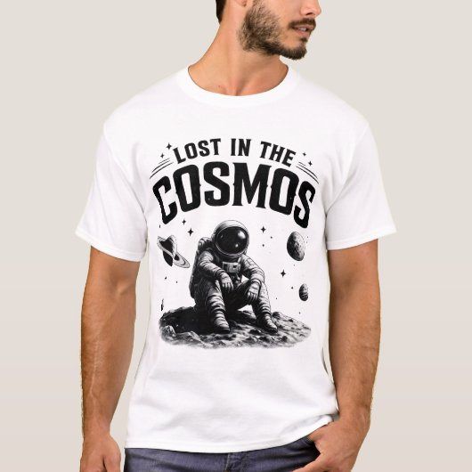 迷子の宇宙飛行士 ホワイトTシャツ Tシャツ (正面)