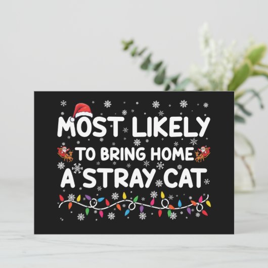 迷子の猫を家に連れて帰りそうなクリスマス 招待状 (スタンド正面)