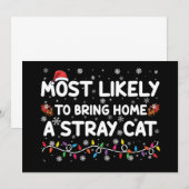 迷子の猫を家に連れて帰りそうなクリスマス 招待状 (正面/裏面)
