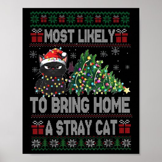 迷子の猫を家に連れて帰りそうな人 みにくいクリスマス ポスター (正面)