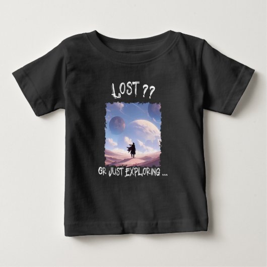 迷子?? それとも探索中...砂漠キャンプ ベビーTシャツ (正面)