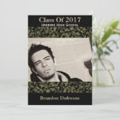 迷彩と黒の卒業パーティー招待状 招待状 (スタンド正面)