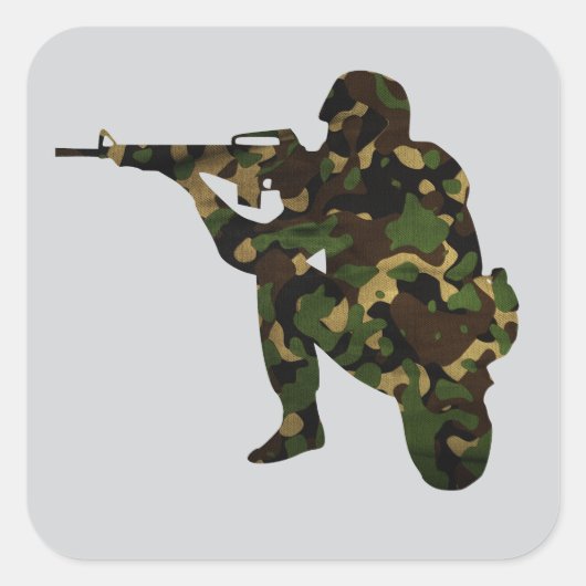 迷彩の兵士 スクエアシール (正面)