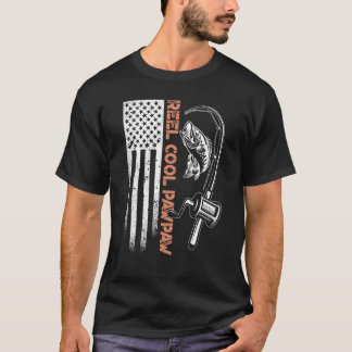 迷彩アメリカ国旗 フィッシュリール 釣り かっこいい パパ Tシャツ