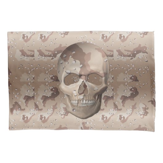迷彩スカル – ヘッドをここに配置 枕カバー (正面)