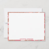 迷彩バラ金ゴールド赤面ピンク迷彩柄陸軍パターン ノートカード (正面)