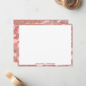 迷彩バラ金ゴールド赤面ピンク迷彩柄陸軍パターン ノートカード (正面/裏面インサイチュ)