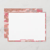 迷彩バラ金ゴールド赤面ピンク迷彩柄陸軍パターン ノートカード (正面/裏面)